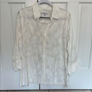 Foxcroft White Floral Blouse 16 NWT